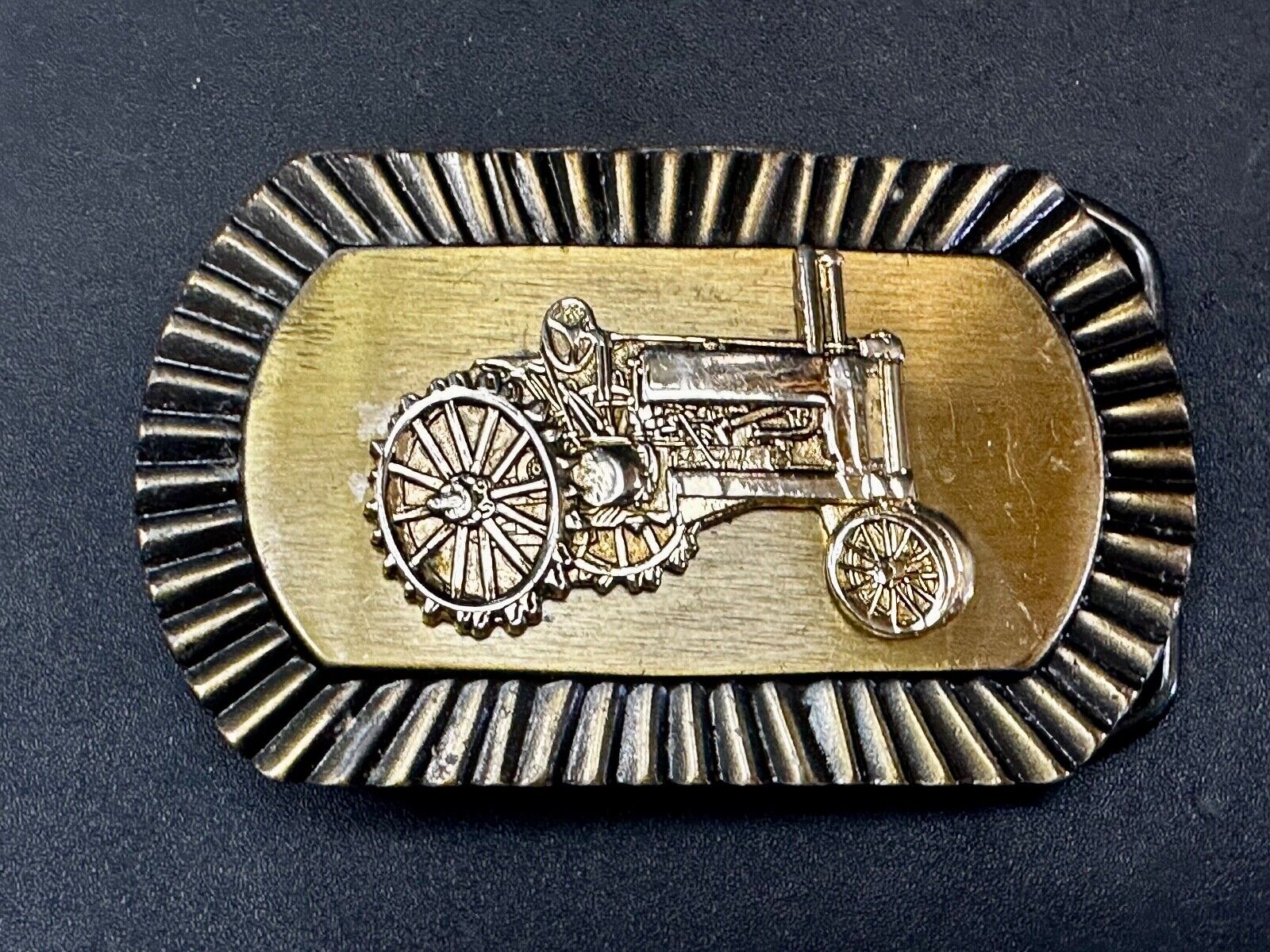 Vintage Farm Tractor Logo Retro Vibe Old Time Belt Buckle