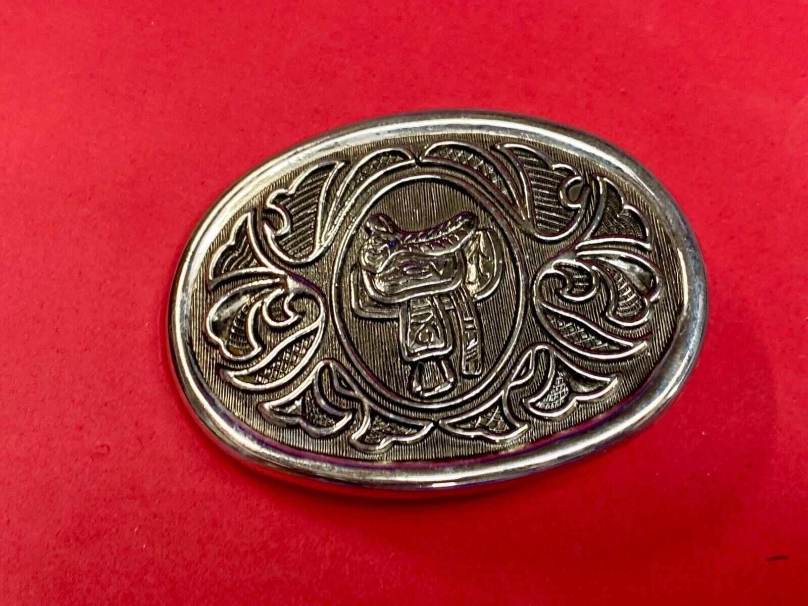 Avon Silver colored Western Saddle Belt Buckle For Any Belt up to 1 1/2 inches