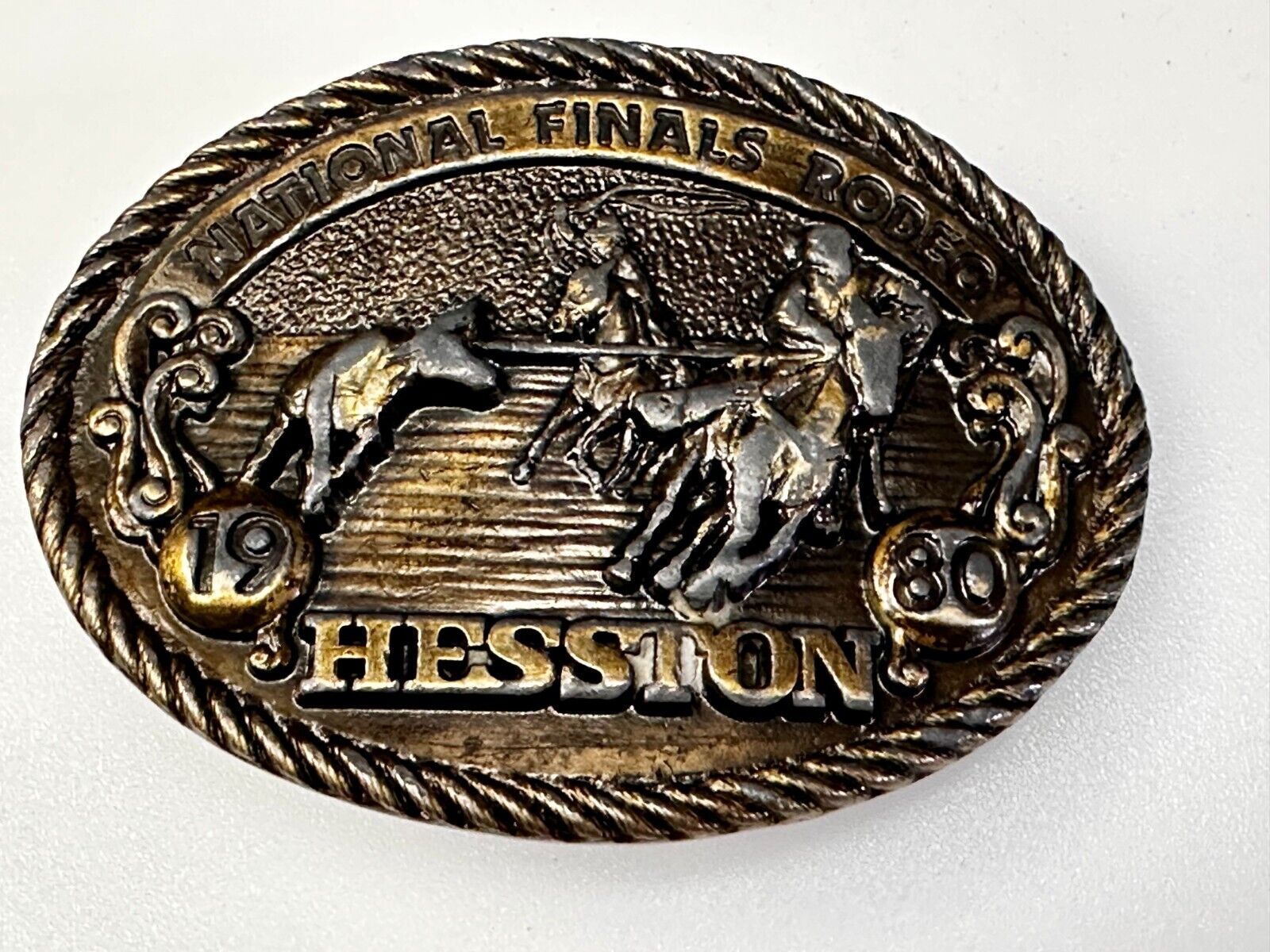 1980 Hesston NFR National Finals Rodeo Cowboys Western Belt Buckle