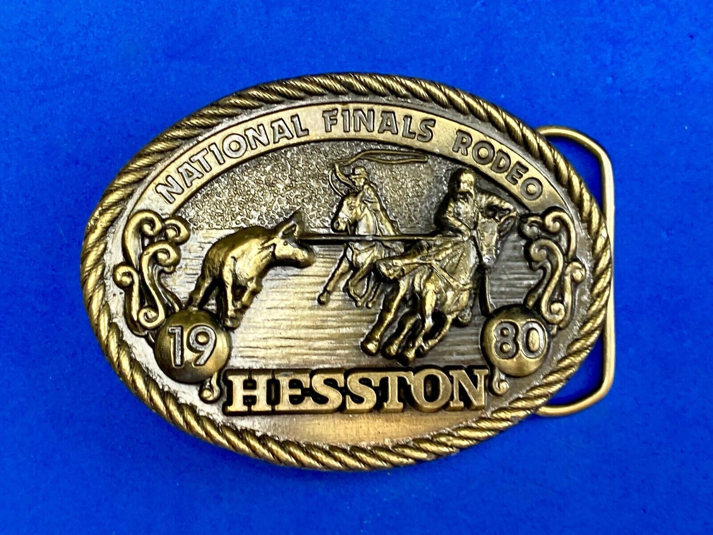 1980 NFR National Finals Rodeo Hesston Adult Cowboy Buckle, Sixth Edition 