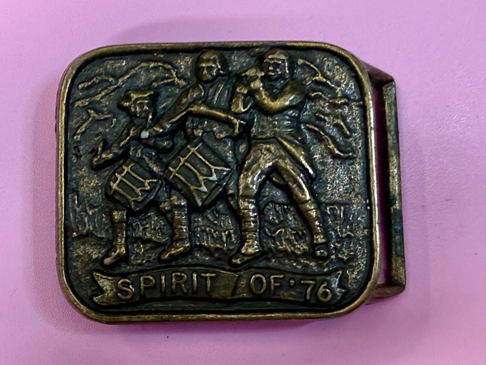 The Spirit of 76 American Bicentennial Patriotic Marching Band Belt Buckle