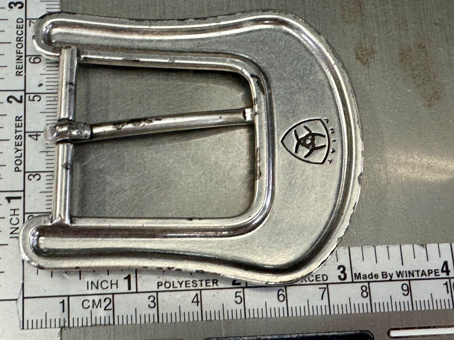 Ariat signed western ornate ranger silver tone belt buckle with Rhinestone's