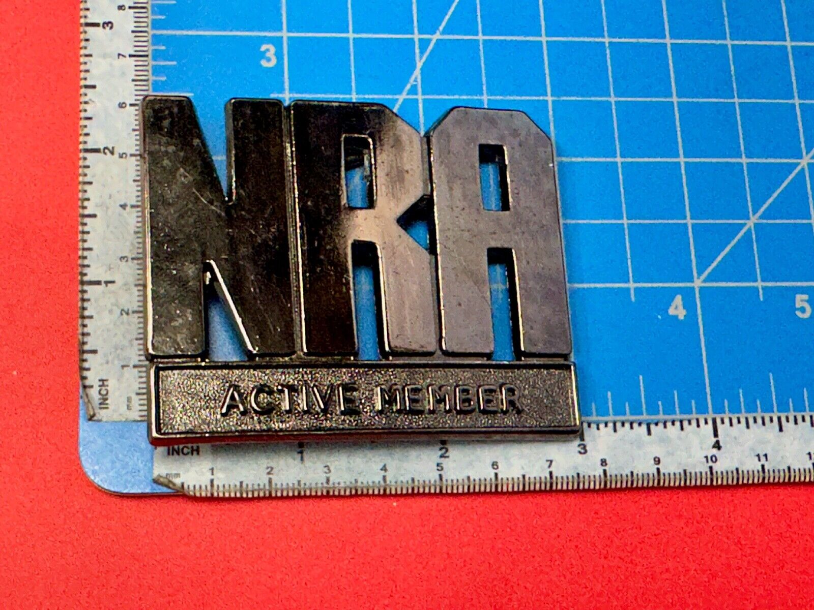 Vintage 1980's NRA Active Member Black Belt Buckle National Rifle Association