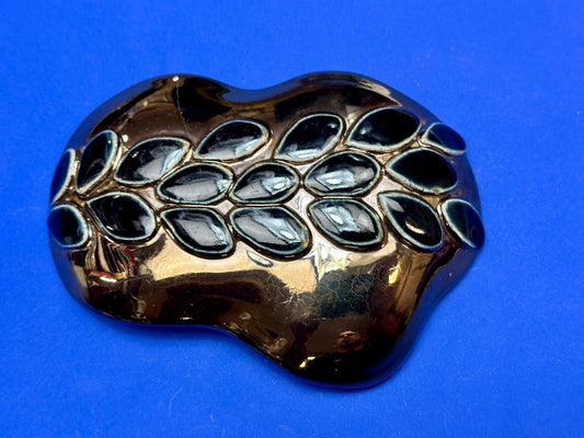 Artisan Belt Slide Buckle gold & black color Abstract pattern signed SKON