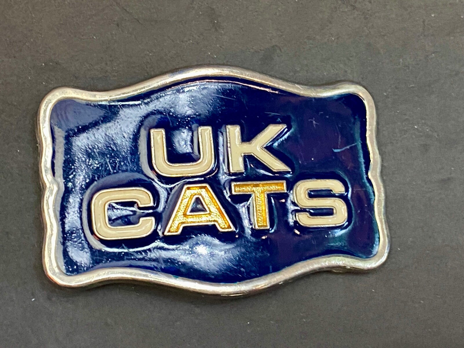 Uk Cats Western Framed Vintage Black And Gold Tone  Belt Buckle