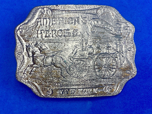 Vintage America's Heroes Fire Department Belt Buckle New York