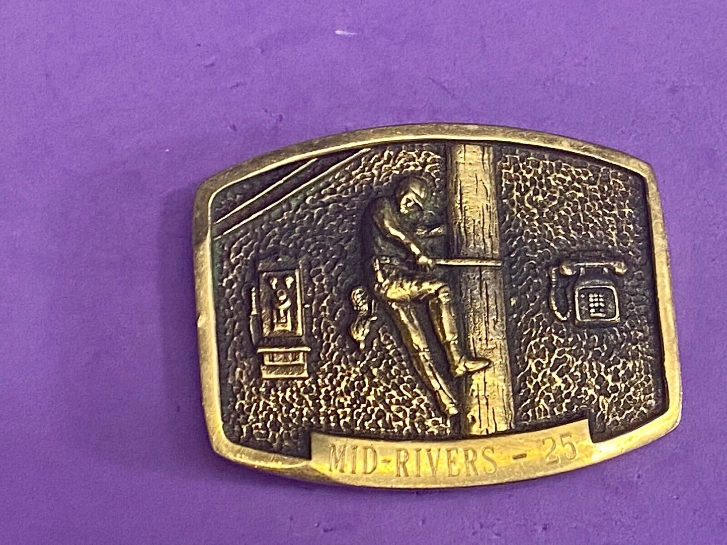 Telephone Communications Telecomunications Pole Climber Utility Belt Buckle