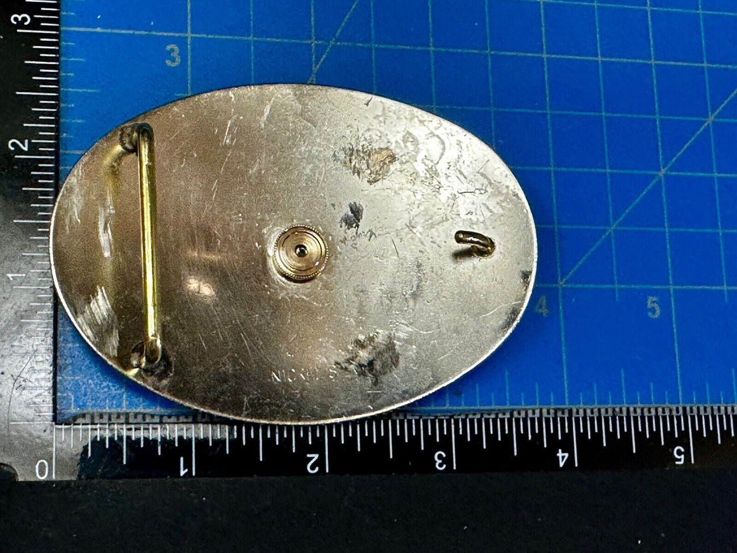 5 years Safety Award Vintage Nickel Silver reflective oval Belt Buckle