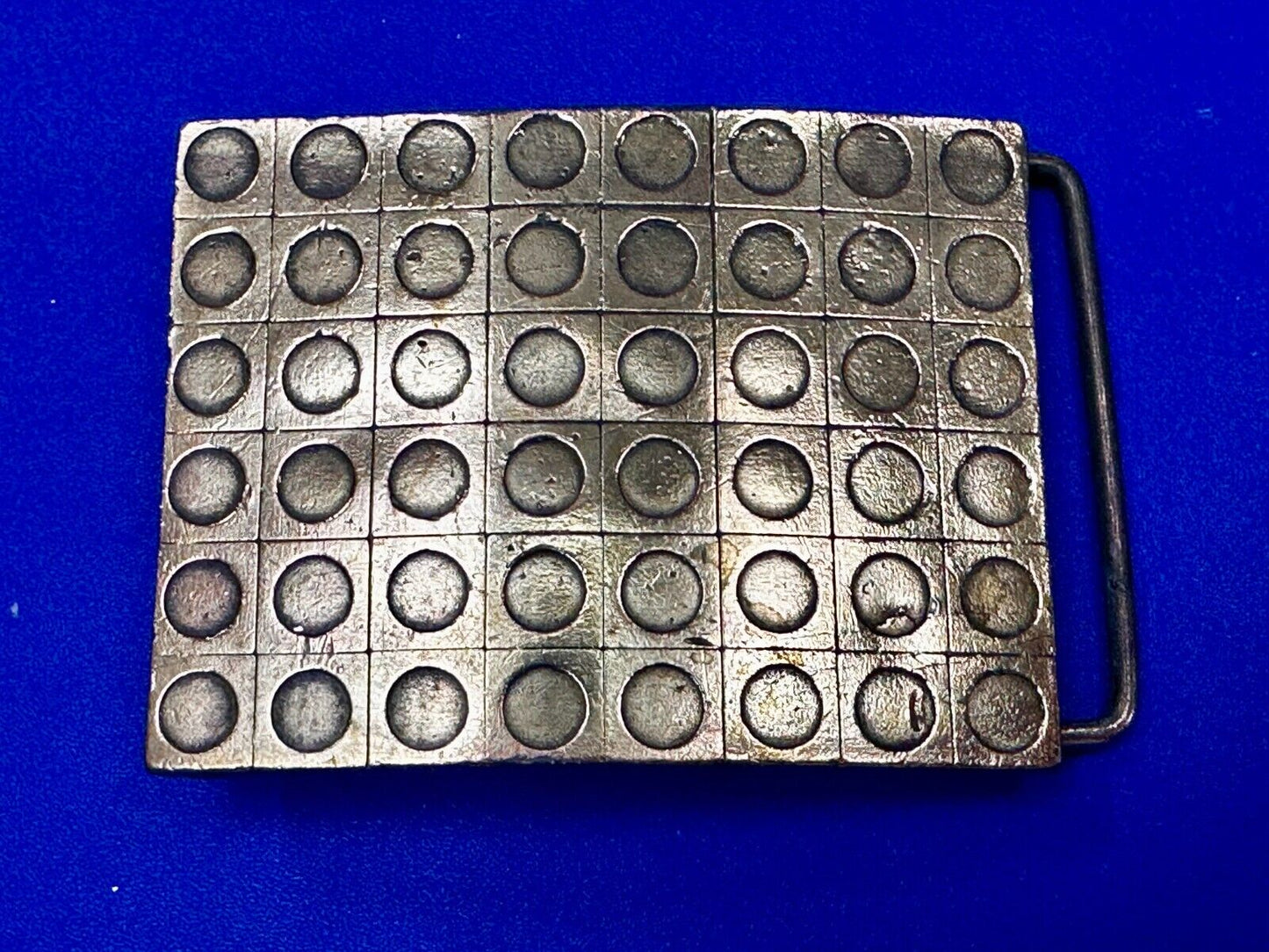 Artisan Metalwork Grid Hole Pattern Hippy Vibe Belt Buckle By Bergamot B-12
