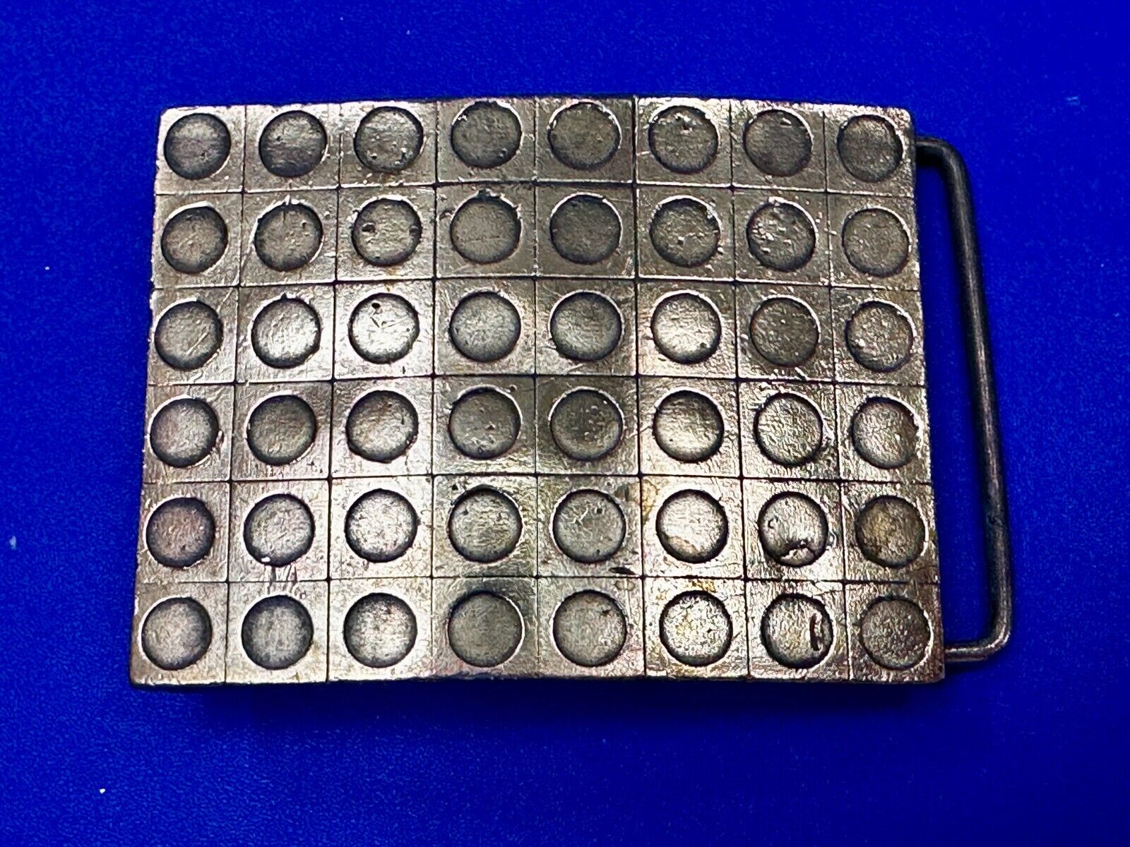Artisan Metalwork Grid Hole Pattern Hippy Vibe Belt Buckle By Bergamot B-12