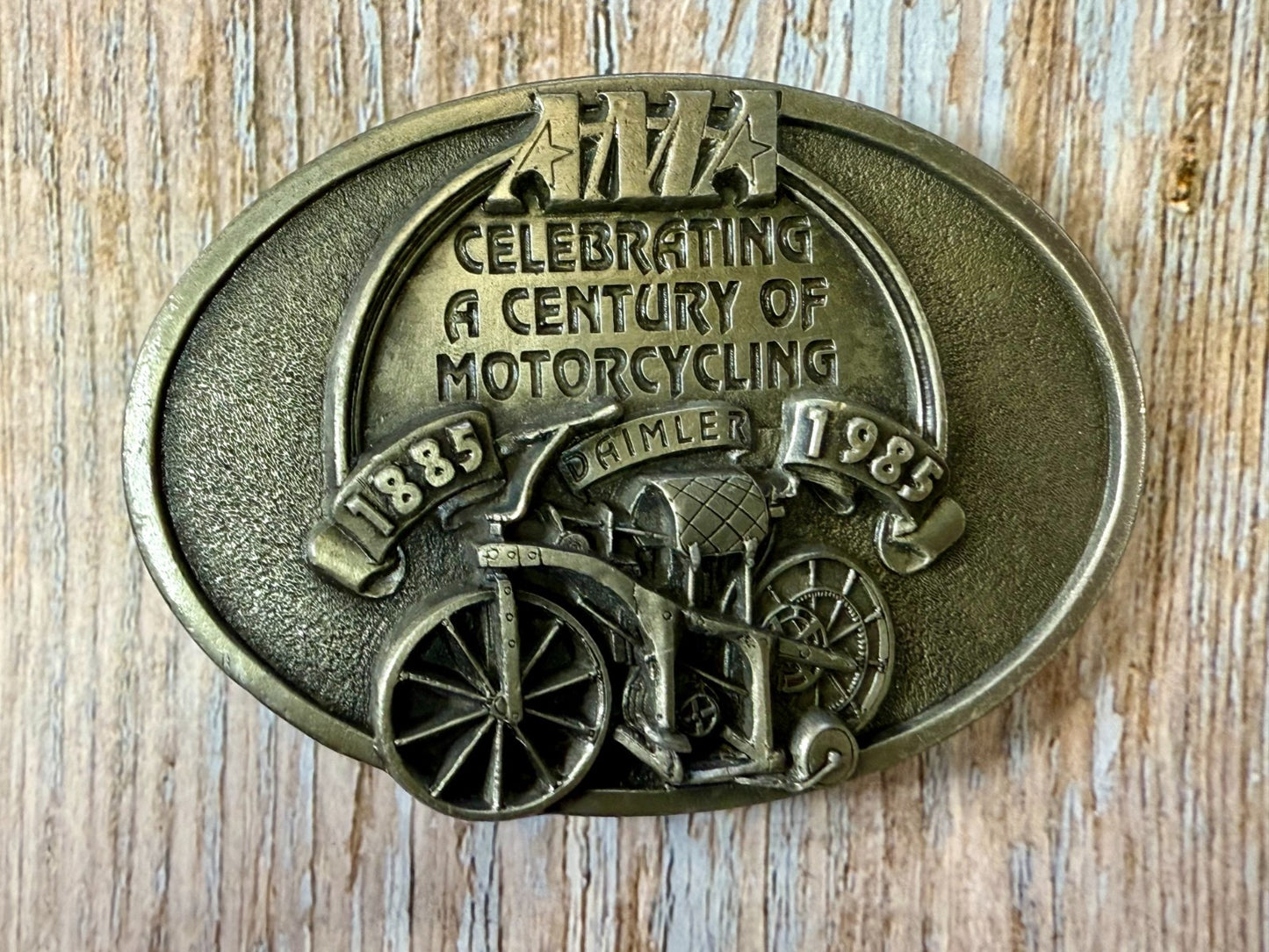 AMA American Motorcyclist Association A Century of Motorcycling Vtg. Belt Buckle