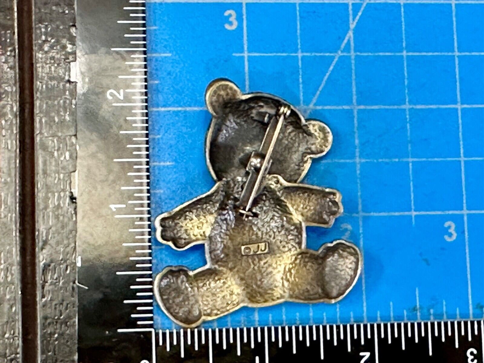 Vintage JJ Jonette Silver Tone Articulated Head Teddy Bear