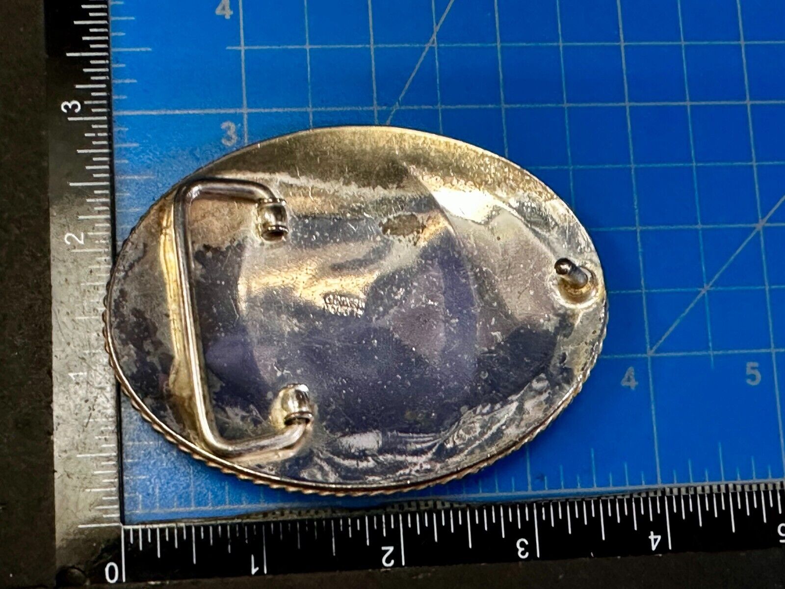 American Flying Hunting Eagle Abalone Shell Chunks Alpaca Mexico Belt Buckle