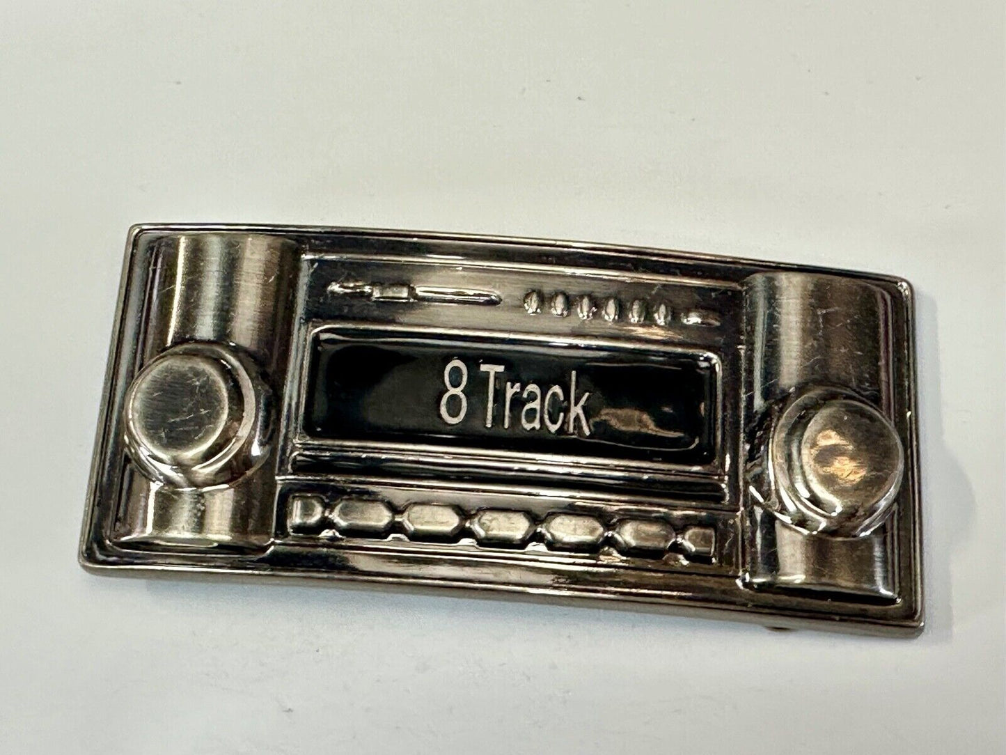 8 Track Stereo Radio Player Retro Silver & Black Color Belt Buckle