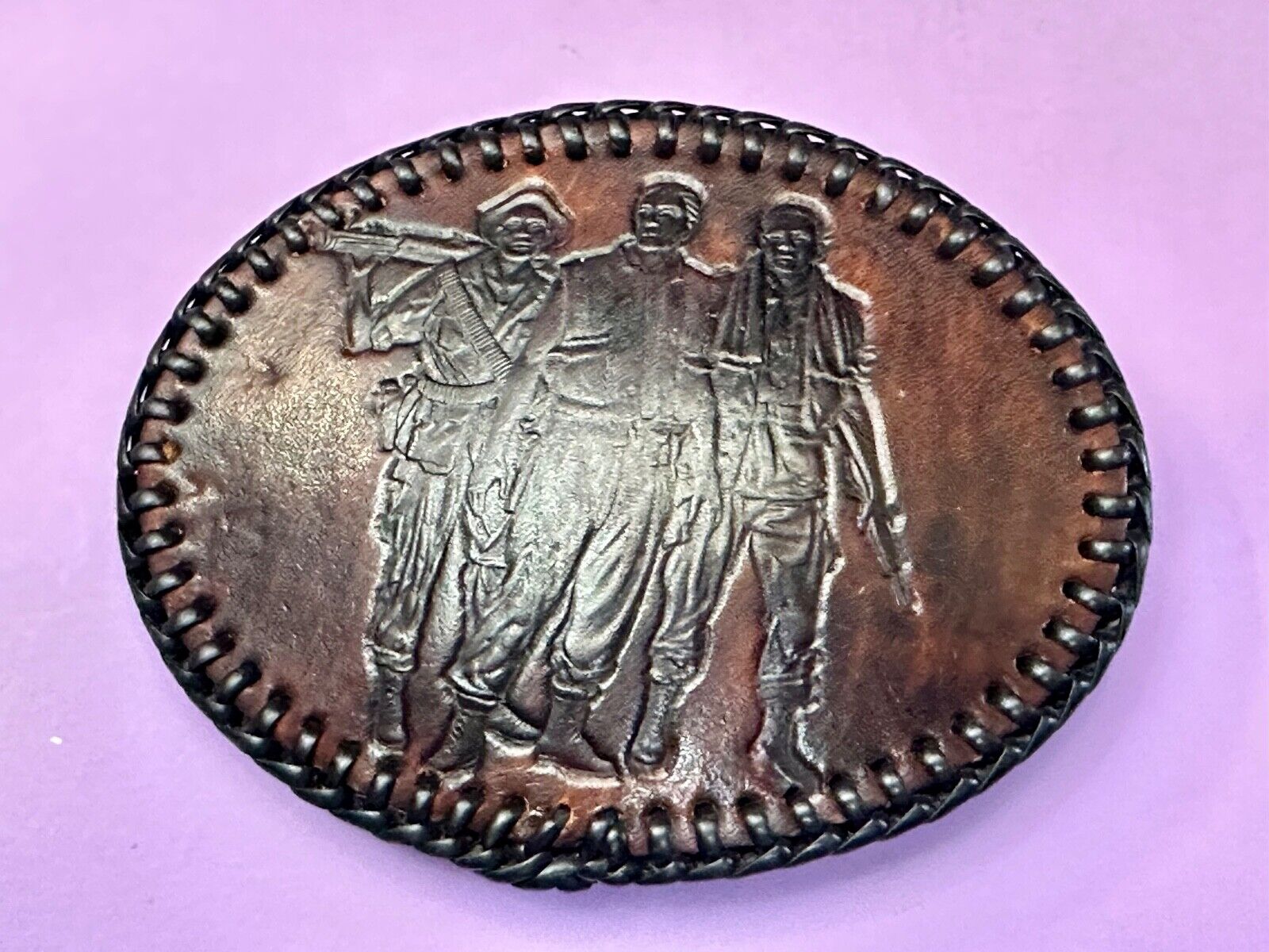 Vietnam War Memorial Three Soldiers Statue Washington DC Leather Belt Buckle