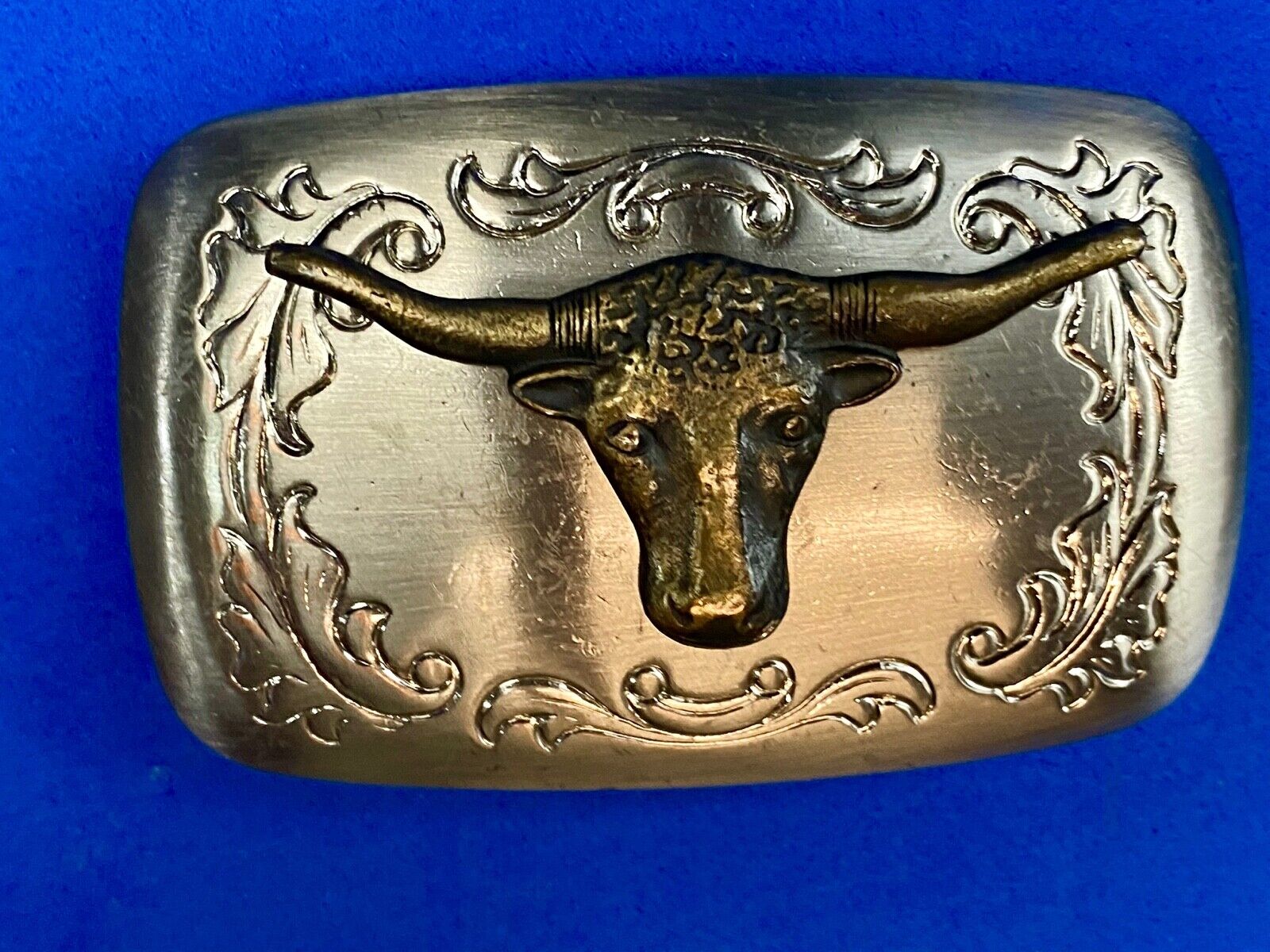 Usa made mixed metal western Rodeo Steer Texas longhorn belt buckle 