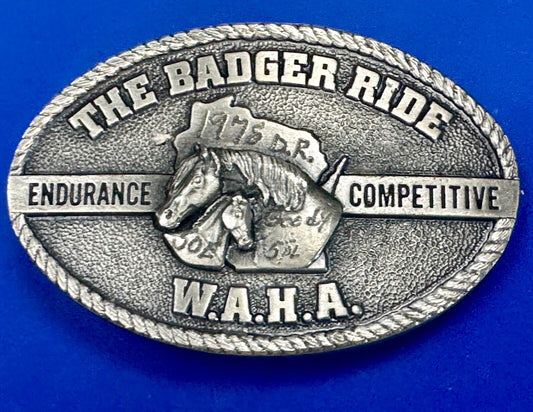 The Badger Ride  WAHA  Endurance Completive WI Arabian Horse Assn belt buckle