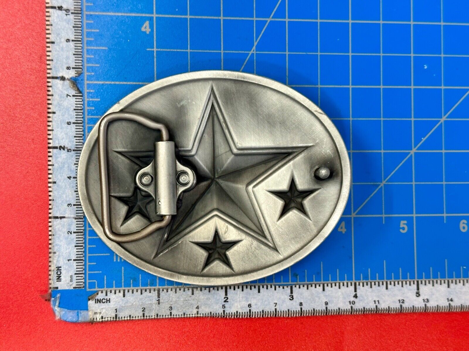 3d Nautical Celtic STAR in flames silver tone oval 4" wide belt buckle