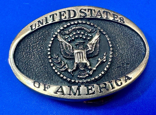 United States Of America USA Emblem, Seal Small Brass Heritage Mint Belt Buckle