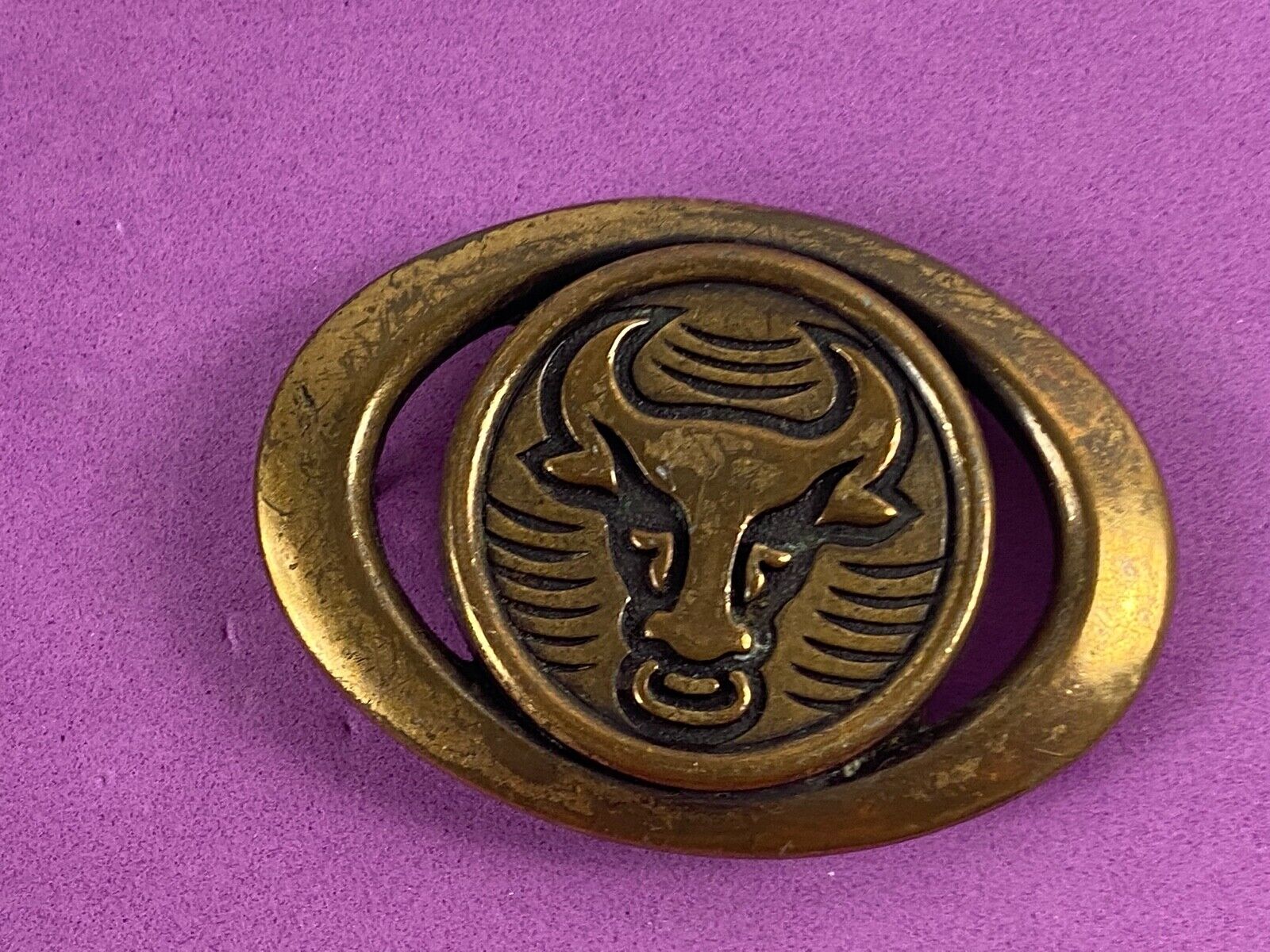 Vintage Diablo Cow Skull Western Belt Buckle 
