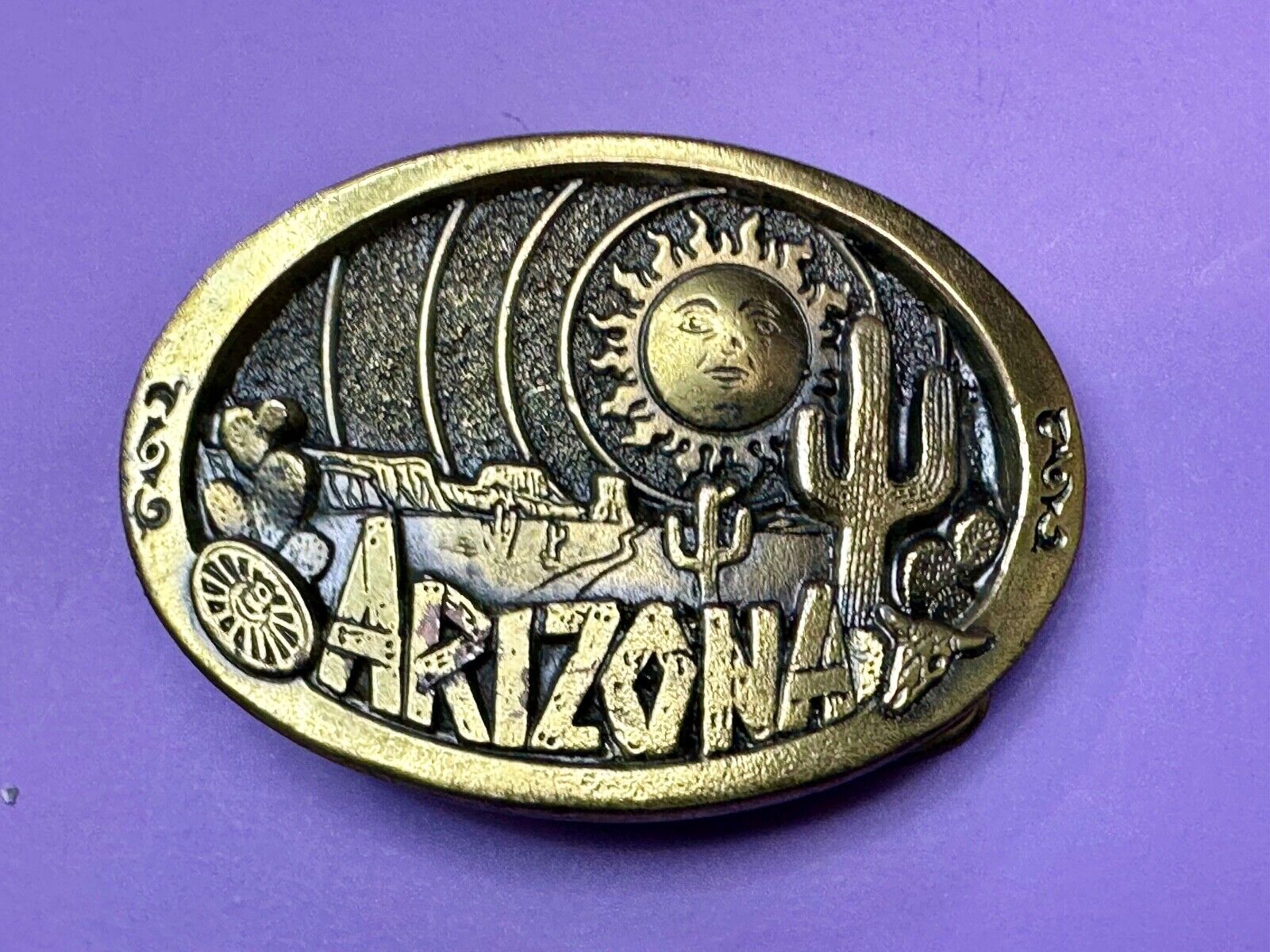 Arizona State Commemorative Desert Scene 1980 The Great American Belt Buckle Co