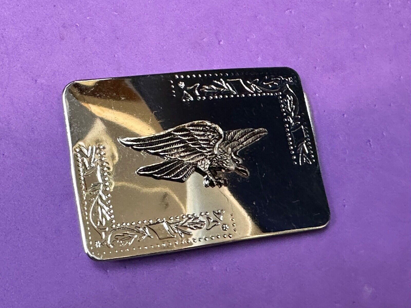 Vintage Hunting Flying Majestic Eagle on western mirrored two tone belt buckle
