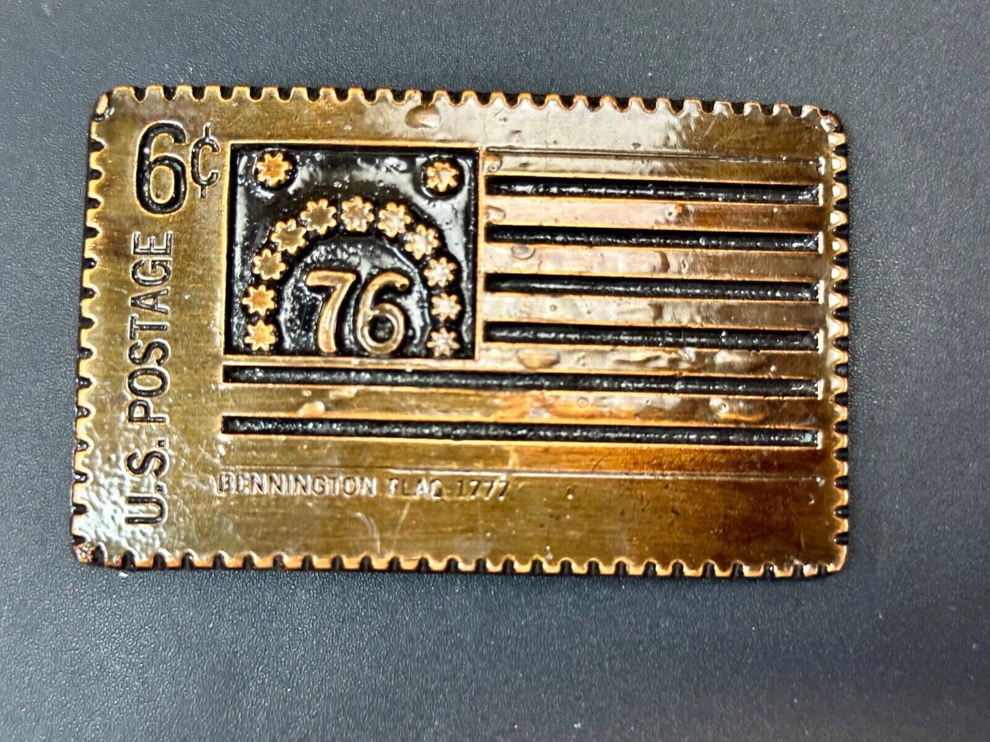 US STAMP Bicentennial celebration America figural belt buckle by Oden