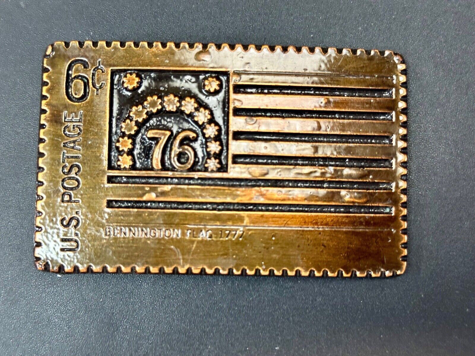 US STAMP Bicentennial celebration America figural belt buckle by Oden
