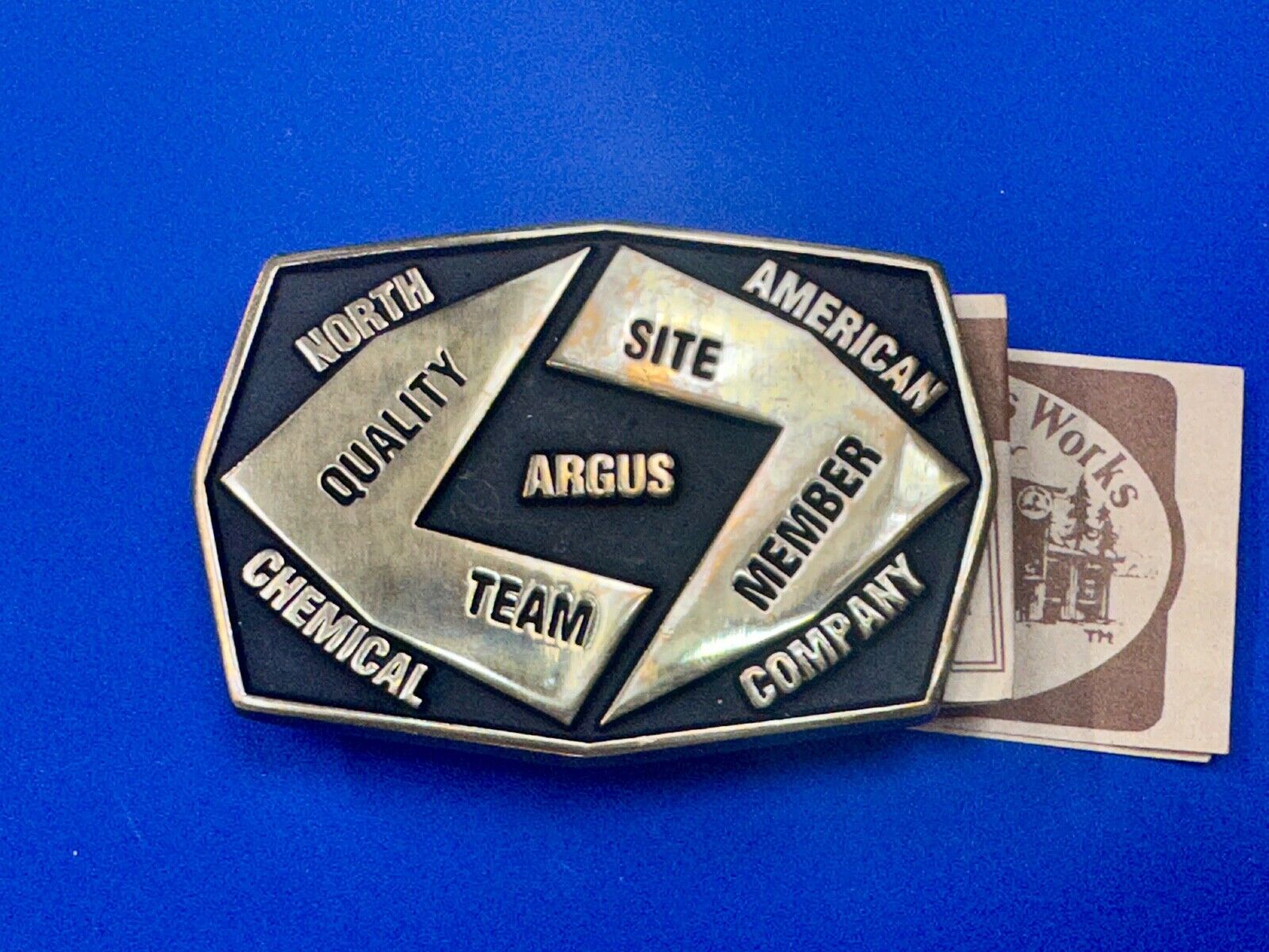 Aegius North American Chemical Company team member brass Anacortes belt buckle