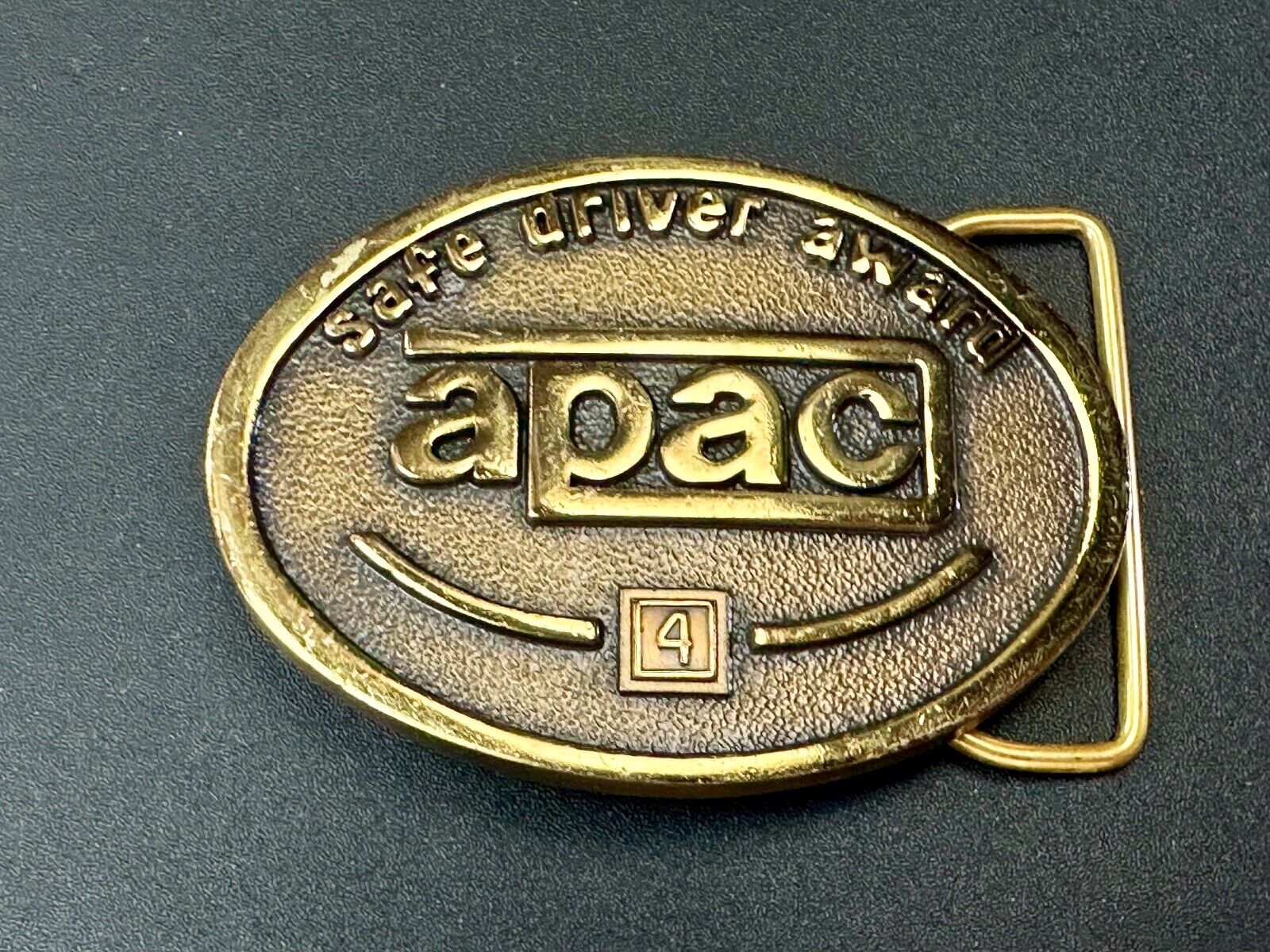 APAC Safe Driver Award belt buckle with 4 year pin by Jostens