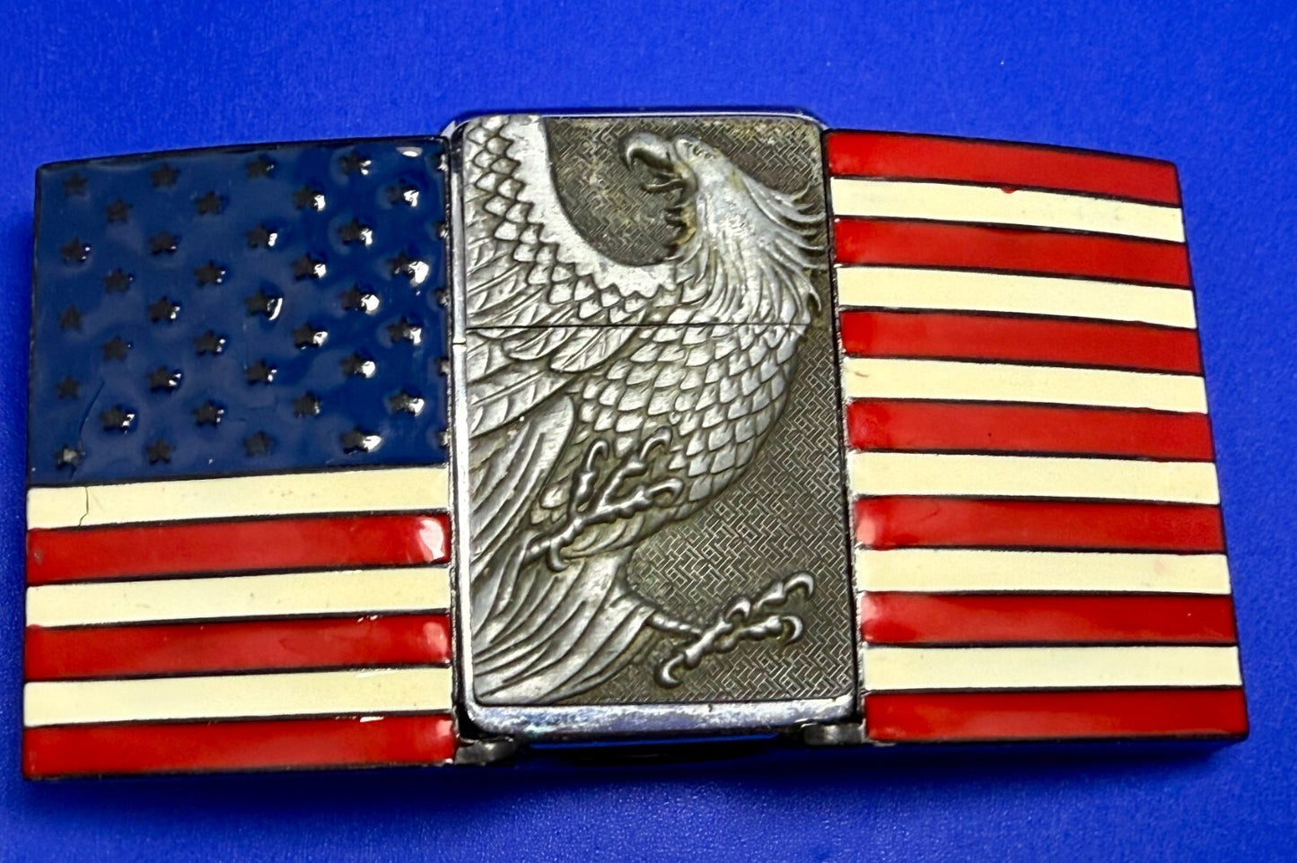 United States of America US Flag Bald Eagle Patriotic Belt Buckle Lighter Holder