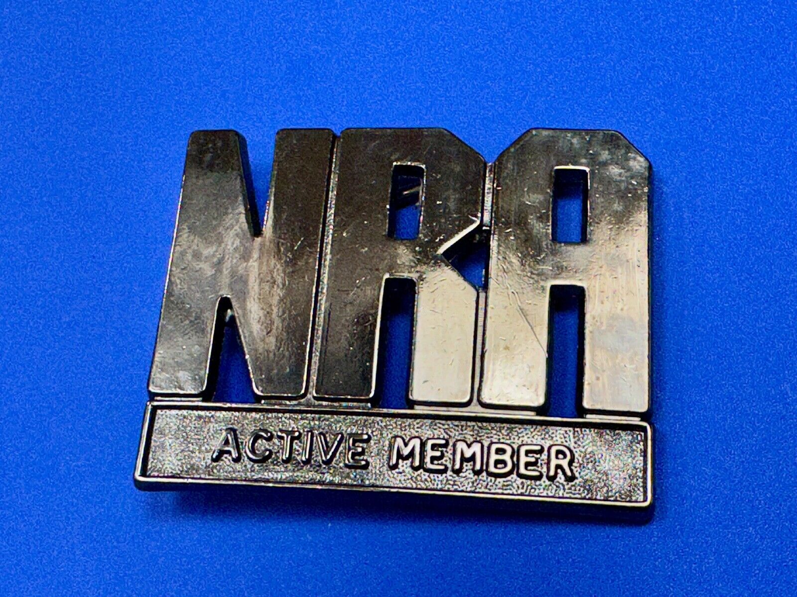 Vintage 1980's NRA Active Member Black Belt Buckle National Rifle Association