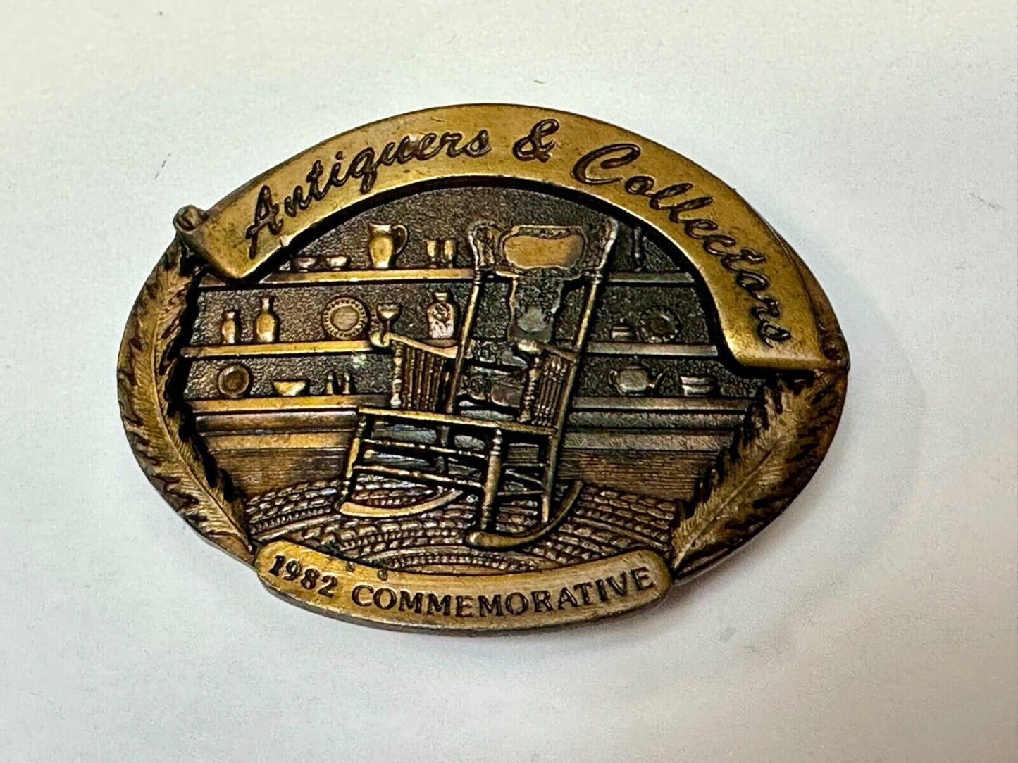 Antiques and collectables dealers 1982 Commemorative rocking chair belt buckle