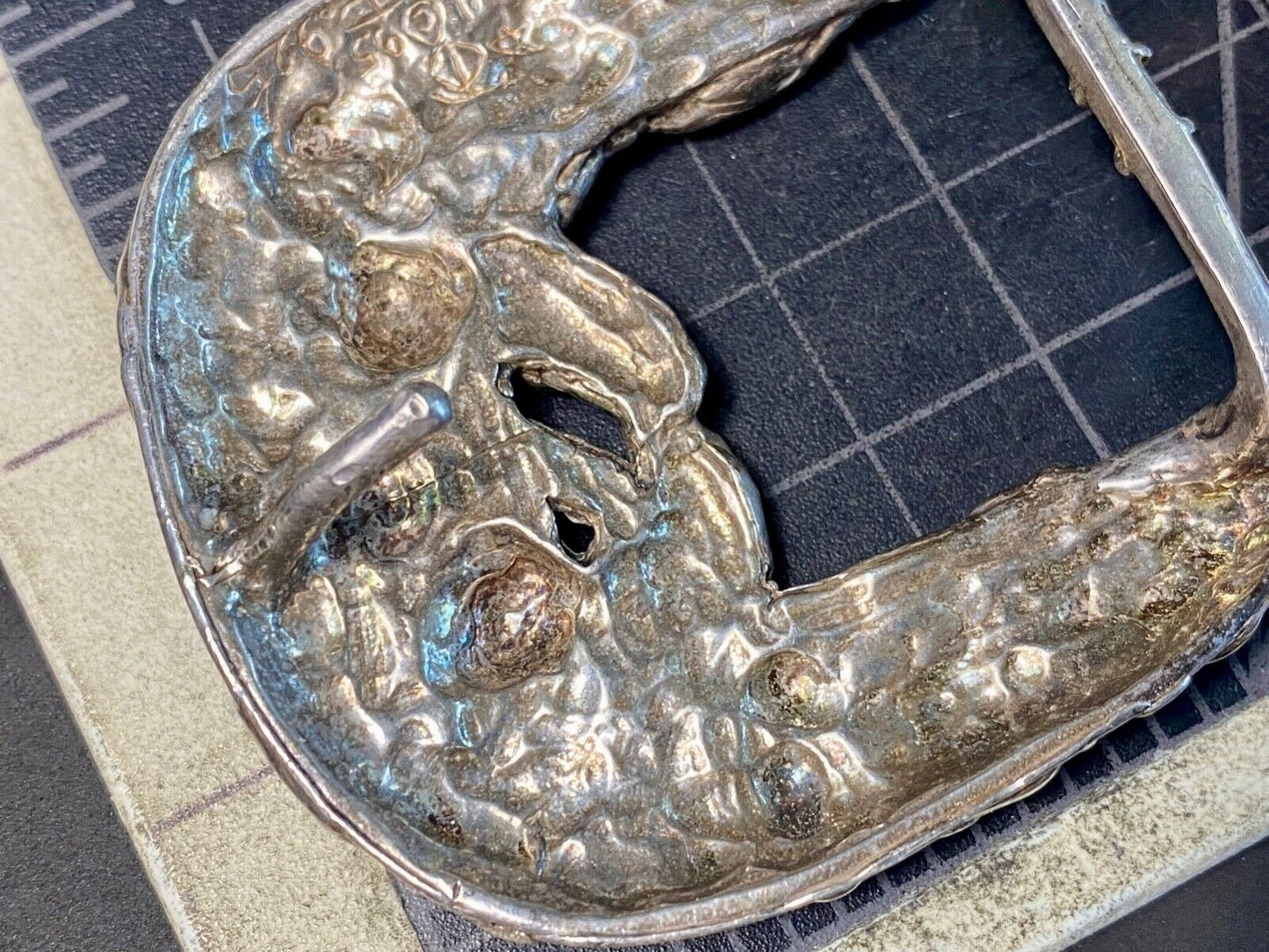 Amazing Andrea Barnett Angel Swirl Vtg. Sterling Silver belt buckle & Loop 110 G