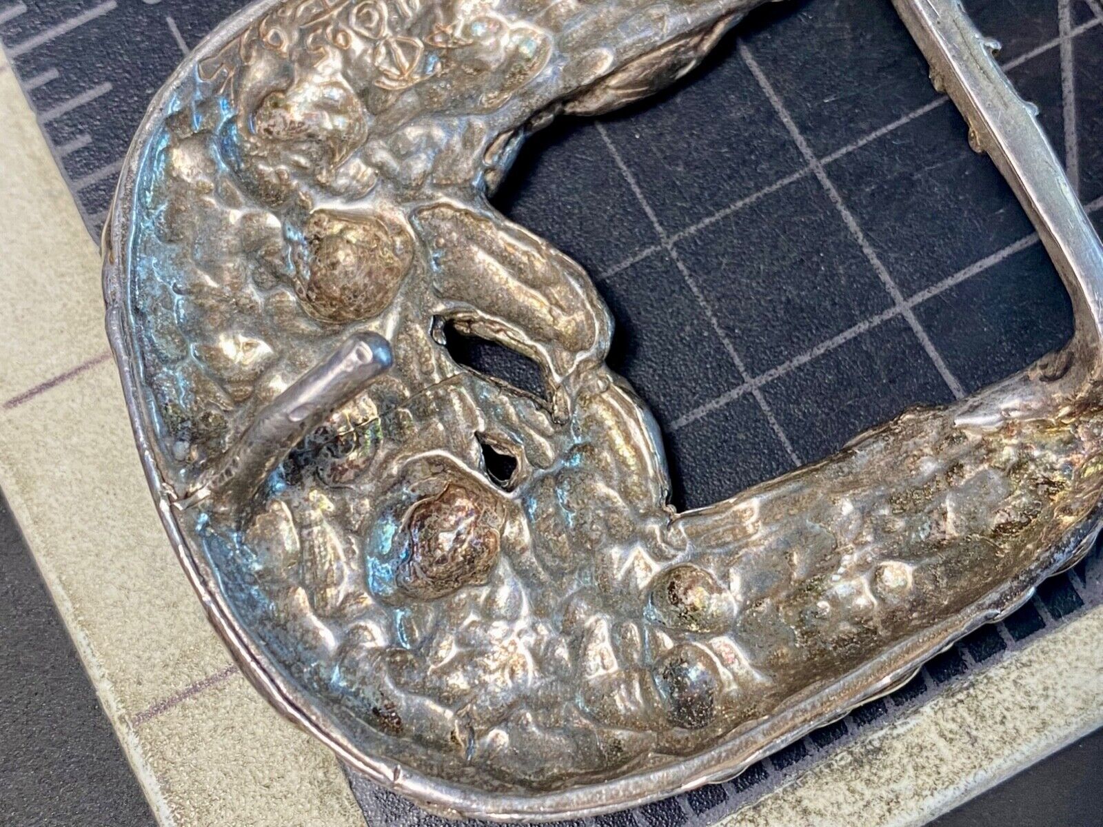 Amazing Andrea Barnett Angel Swirl Vtg. Sterling Silver belt buckle & Loop 110 G