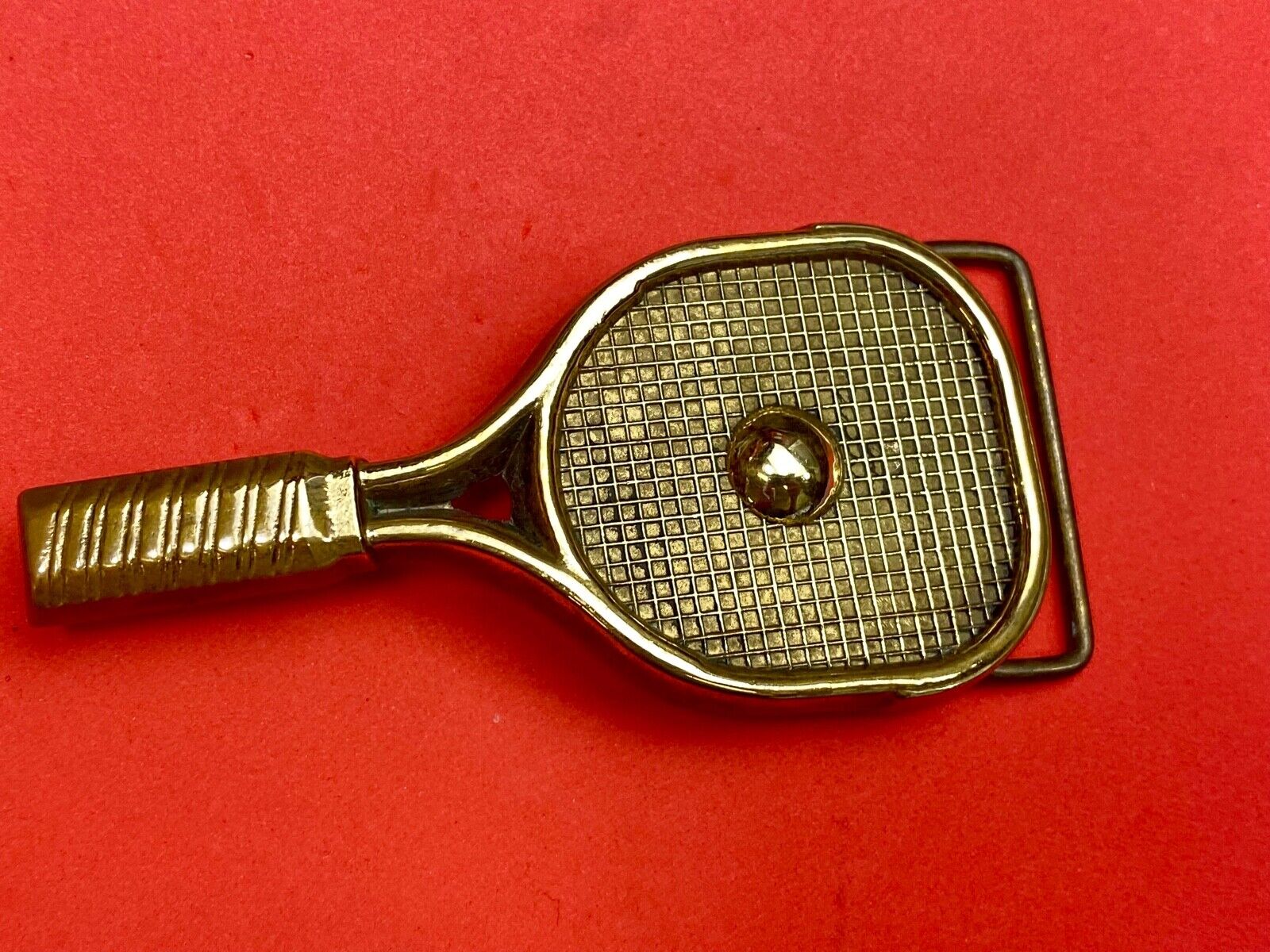 Tennis Racquet & Ball  Vtg. 1978 Solid Brass Sports Belt Buckle -Baron Buckles 