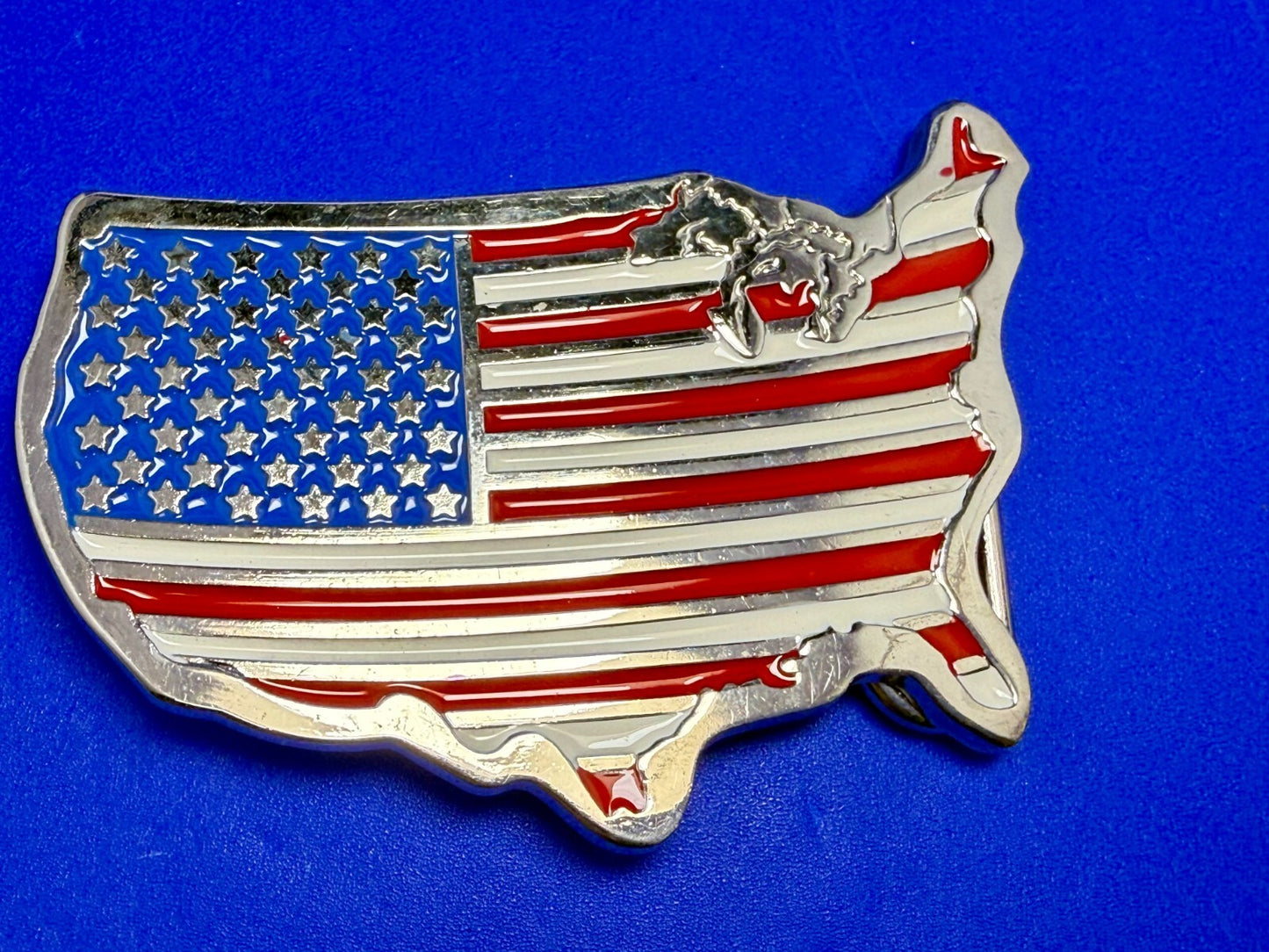 United States of America Flags Figural Cutout Patriotic Belt Buckle