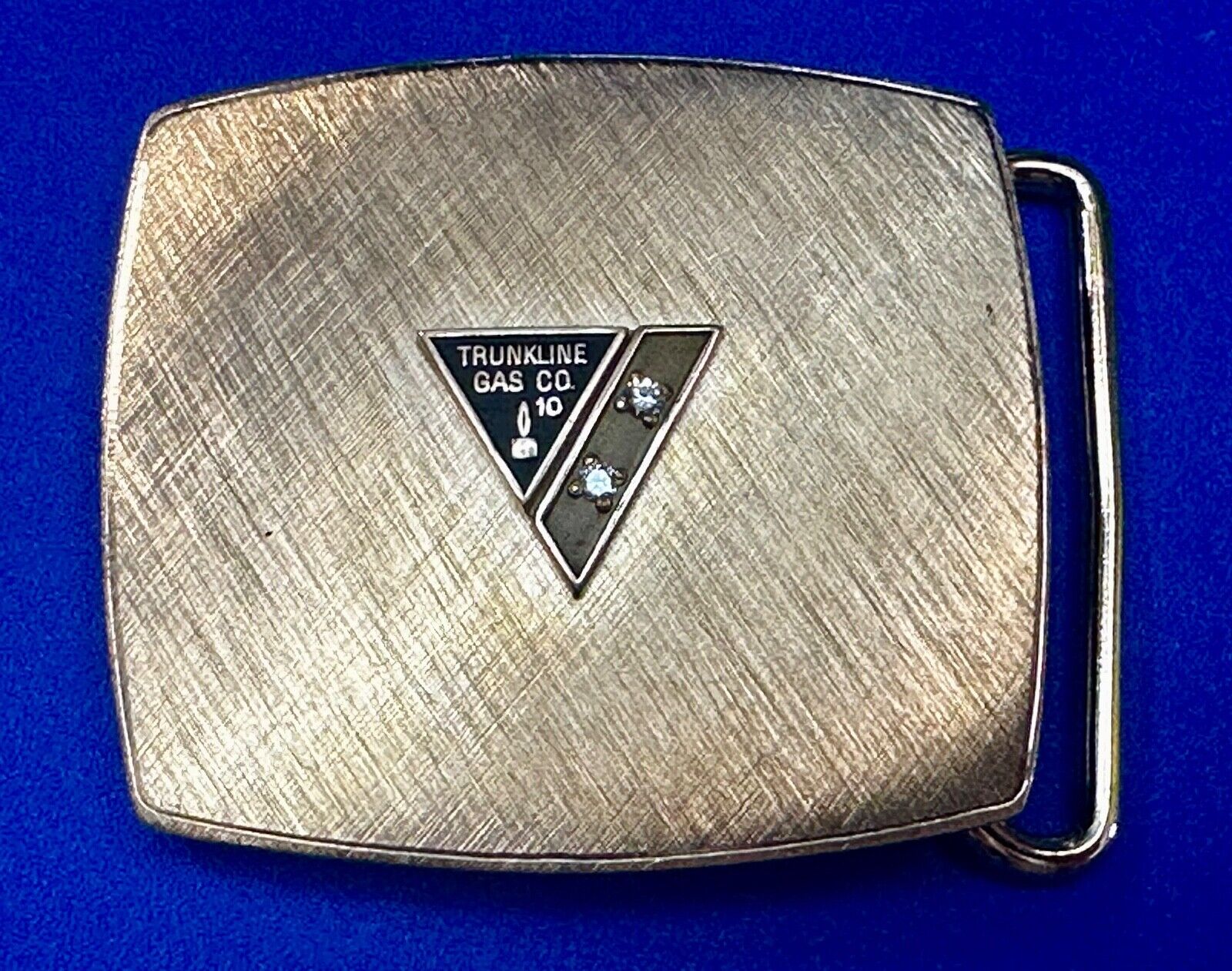 Trunkline Gas Company 10 Year Award Vtg. diamonds & gold centerpiece Belt Buckle