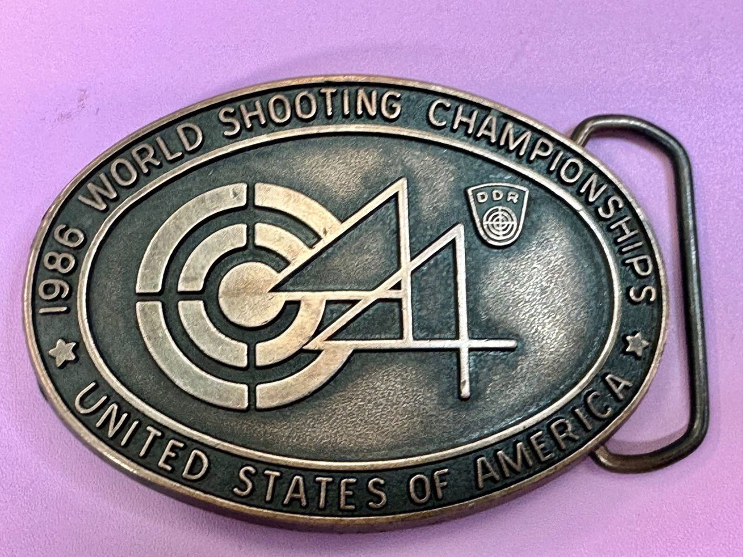 United States of America 1986 World Shooting Championship Souvenir Belt Buckle