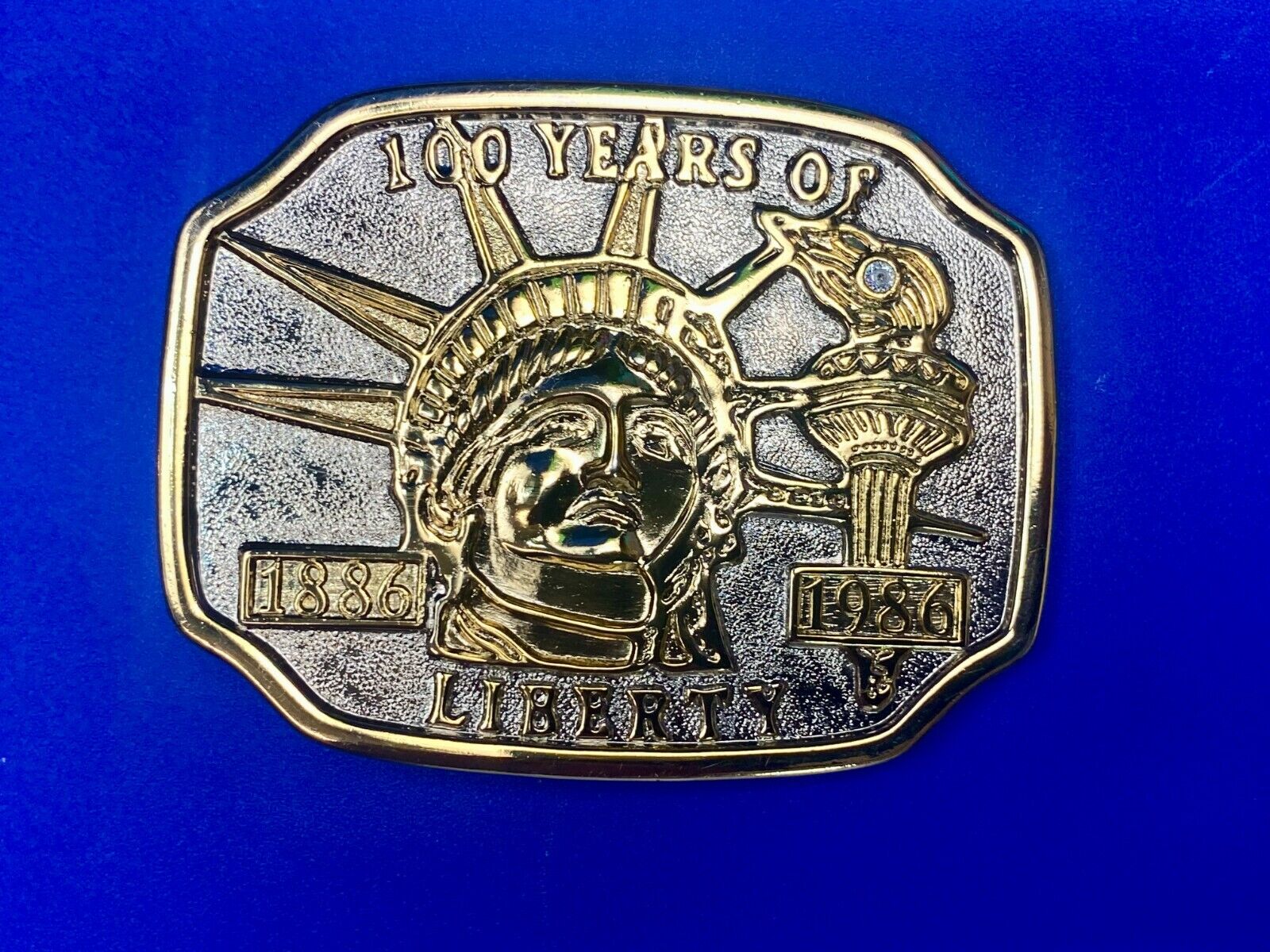 1886-1986 100 Years Of Liberty Statue Of Liberty Patriotic Belt Buckle