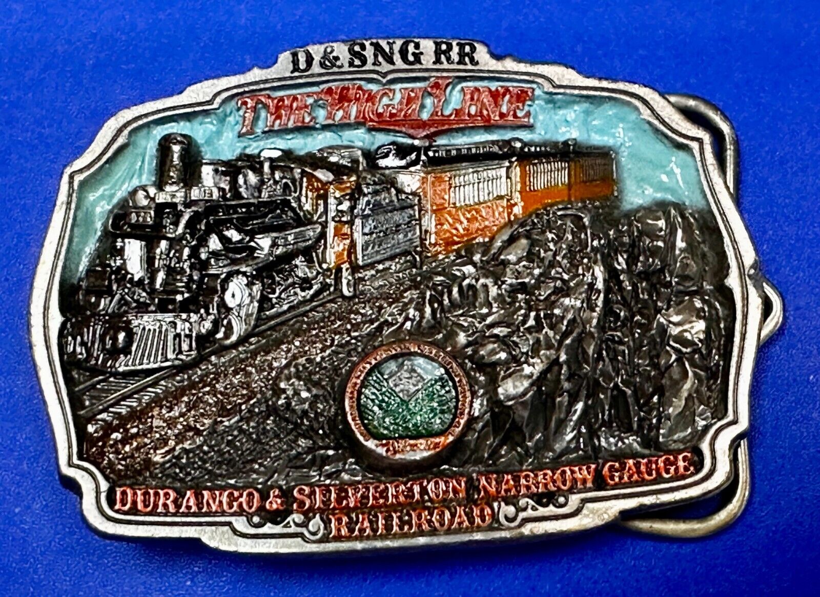 Train Rail Road Durango & Silverton Narrow Gauge C+J Colorful Belt Buckle