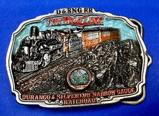 Train Rail Road Durango & Silverton Narrow Gauge C+J Colorful Belt Buckle