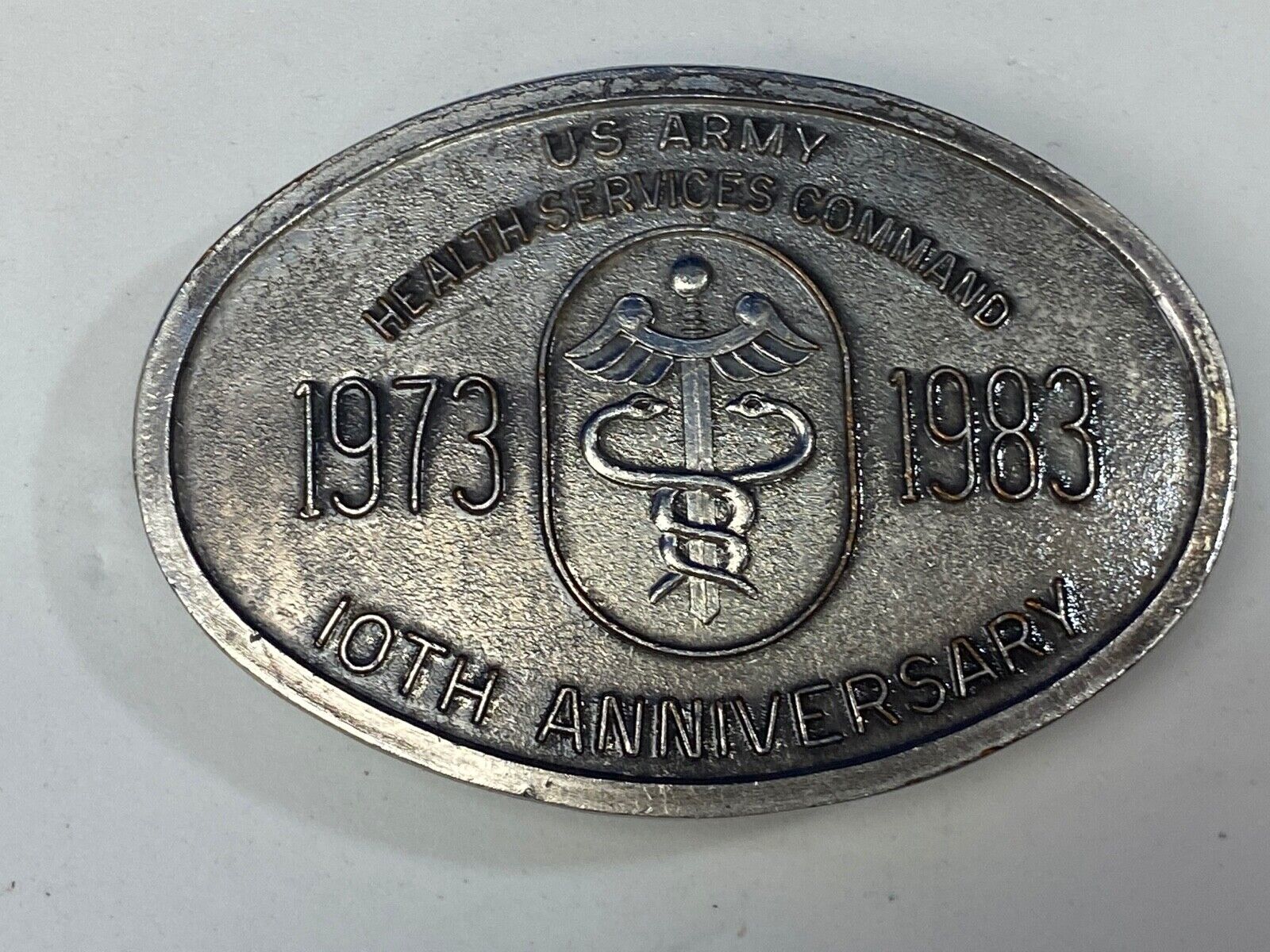 America US Army Health Services Command tenth anniversary BELT BUCKLE #1350