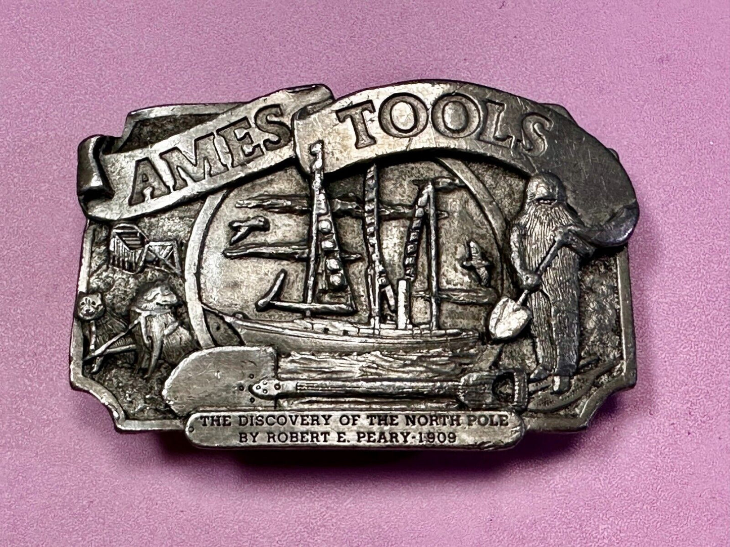 AMES TOOLS The Discovery of the North Pole by Robert E. Peary 1983 Belt Buckle