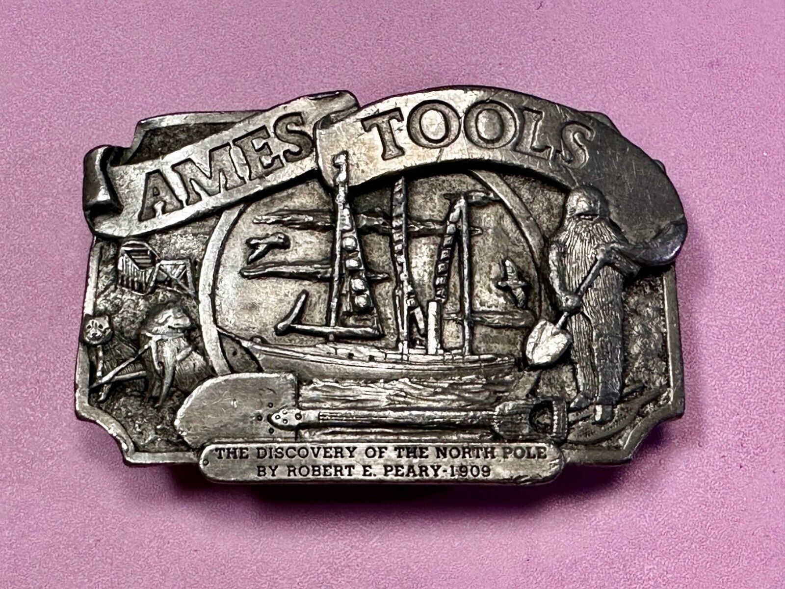 AMES TOOLS The Discovery of the North Pole by Robert E. Peary 1983 Belt Buckle