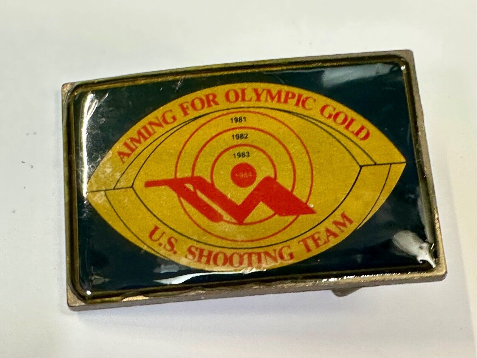 Aiming for Olympic Gold US shooting team 1984 belt buckle