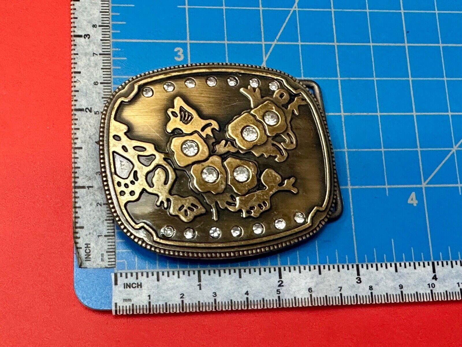 Abstract World MAP globe theme rhinestone accented belt buckle