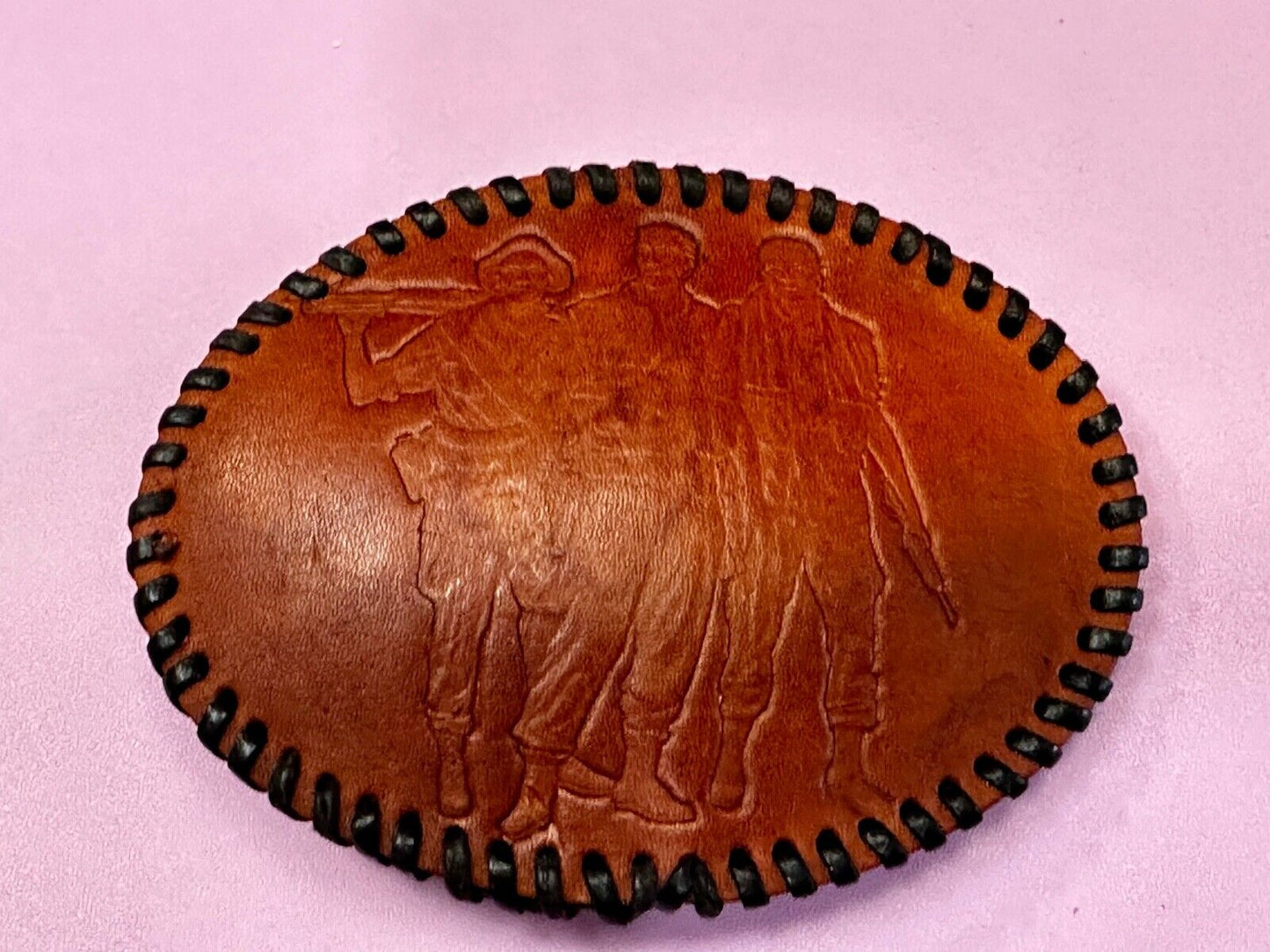 Vietnam War Memorial The Three Soldiers Statue Leather Vintage Belt Buckle