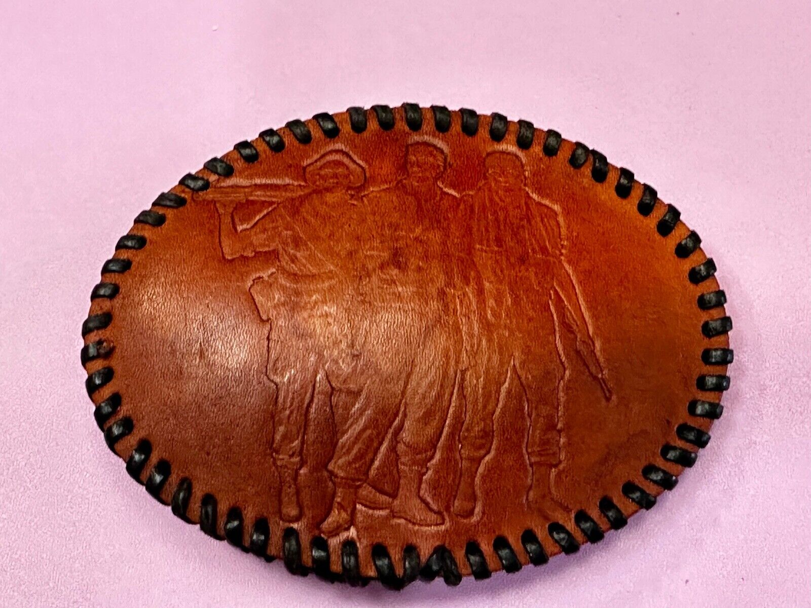 Vietnam War Memorial The Three Soldiers Statue Leather Vintage Belt Buckle