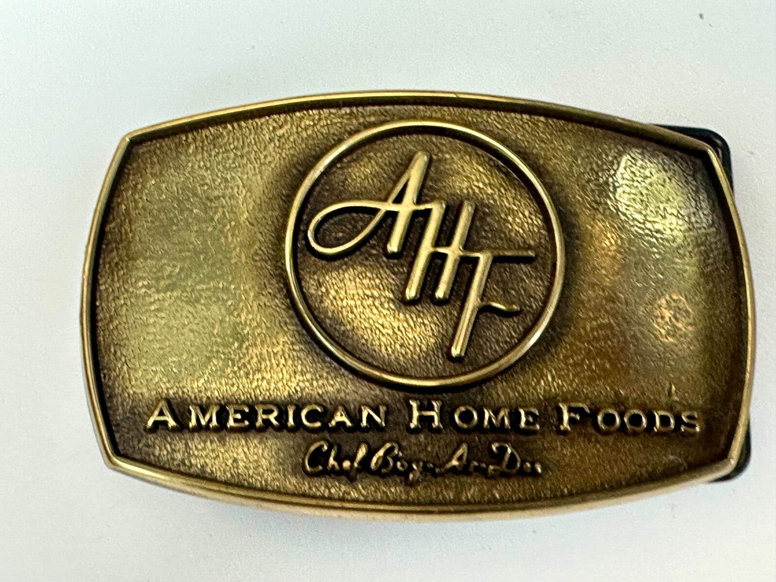American Home Foods Chef Boyardee Company Vintage Solid Brass Jadco Belt Buckle